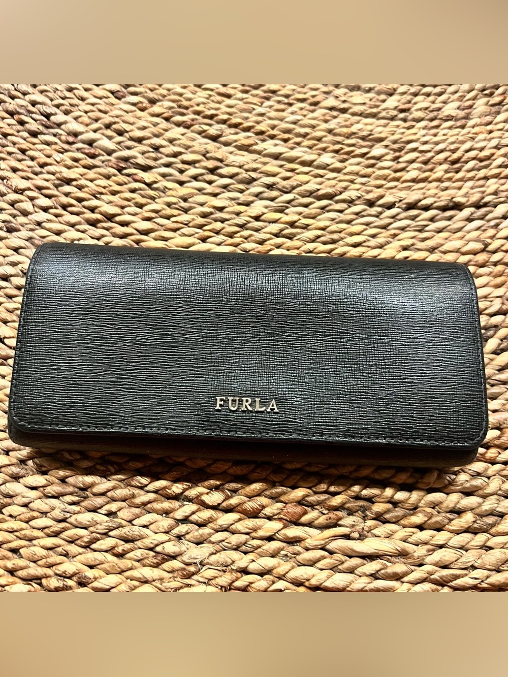 Authentic Furla Black Leather Glasses Case - Magnetic Tri-Fold hard case